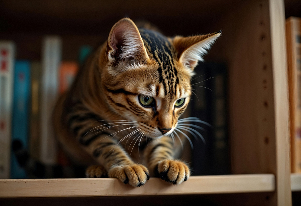 Старый книжный шкаф можно переделать в игровой комплекс для кошки